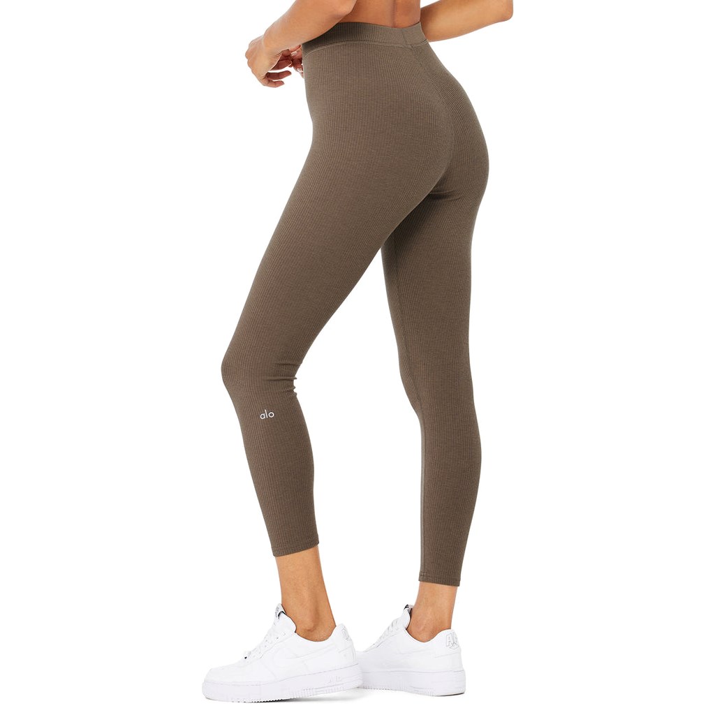 Leggins Alo Yoga Ribbed High-Cintura 7/8 Blissful Mujer Marrom | GORX53428