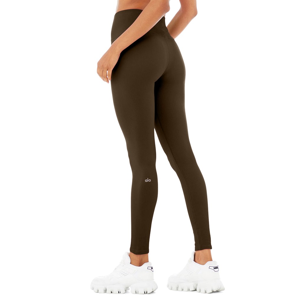 Leggins Alo Yoga Seamless High-Cintura Ribbed Mujer Marrom | ASKE29067