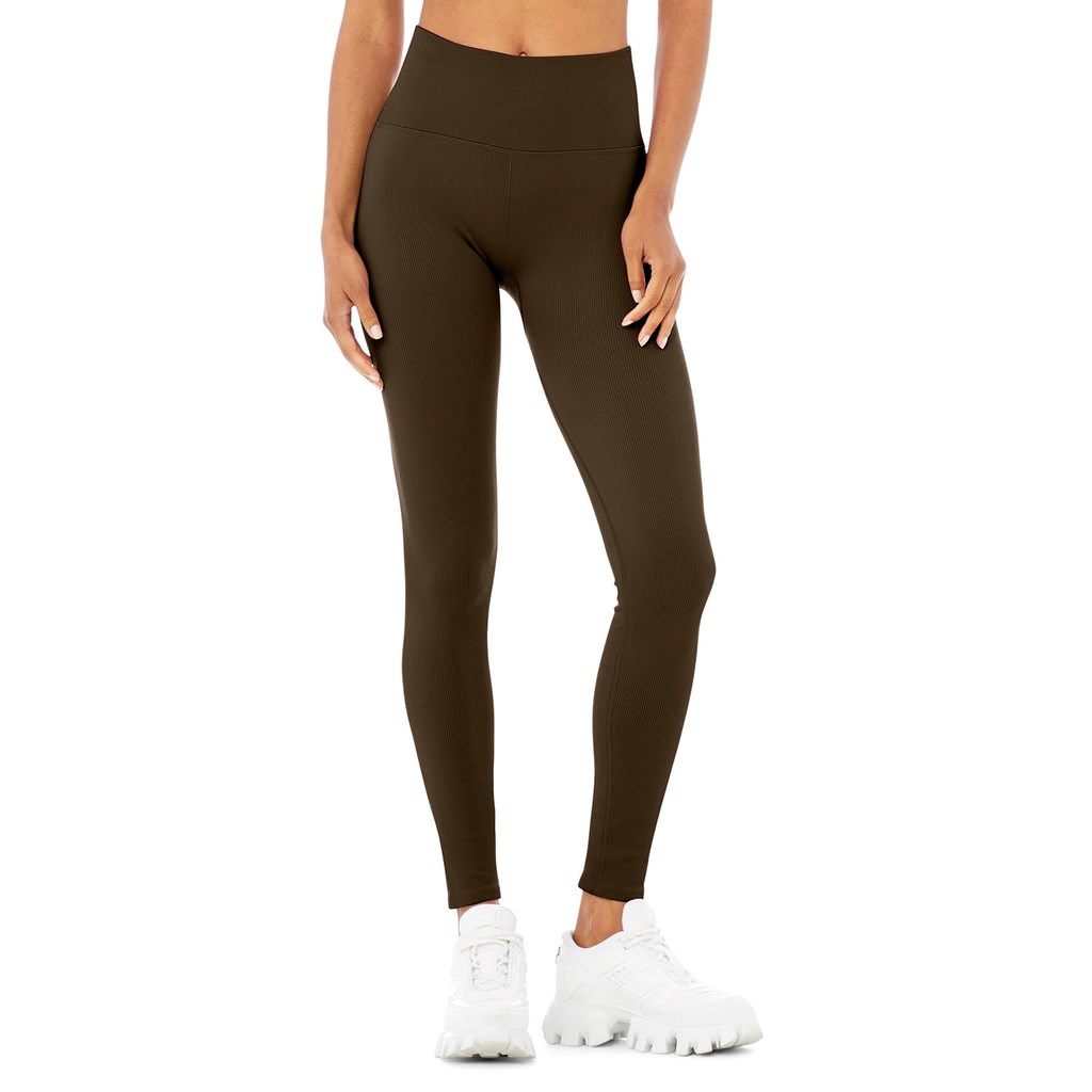 Leggins Alo Yoga Seamless High-Cintura Ribbed Mujer Marrom | ASKE29067