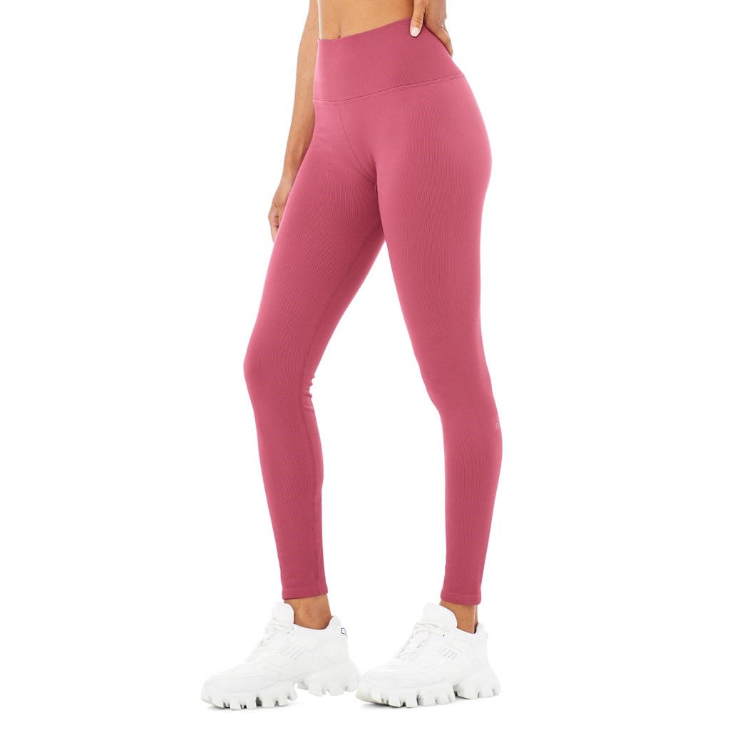 Leggins Alo Yoga Seamless High-Cintura Ribbed Mujer Rosas | ATSE52376