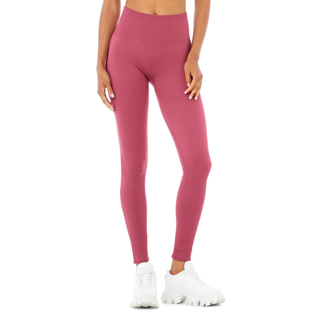 Leggins Alo Yoga Seamless High-Cintura Ribbed Mujer Rosas | ATSE52376