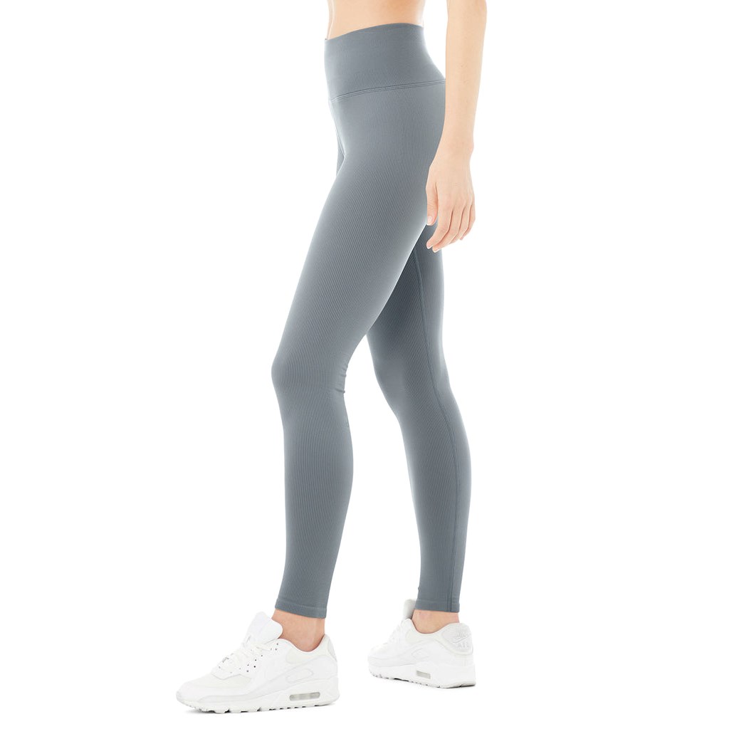 Leggins Alo Yoga Seamless High-Cintura Ribbed Mujer Azules | DFYS56081