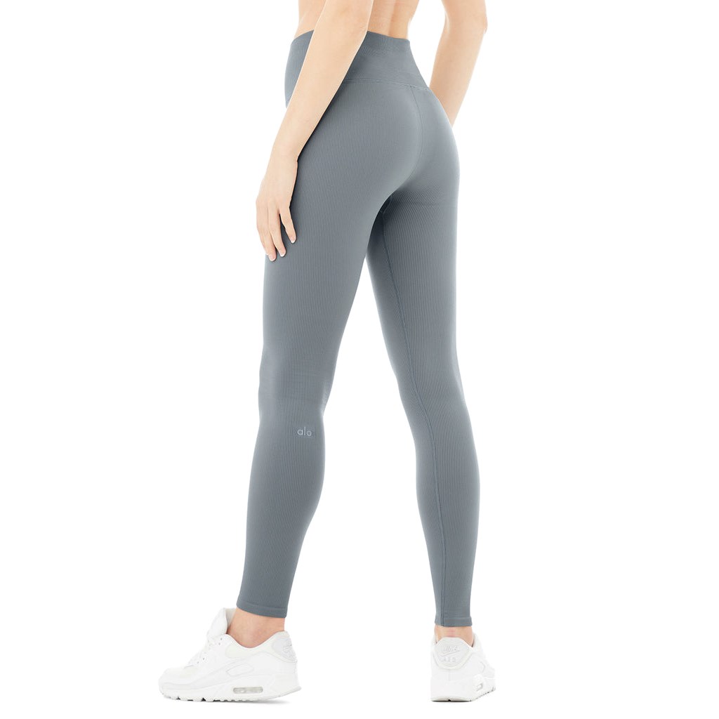 Leggins Alo Yoga Seamless High-Cintura Ribbed Mujer Azules | DFYS56081