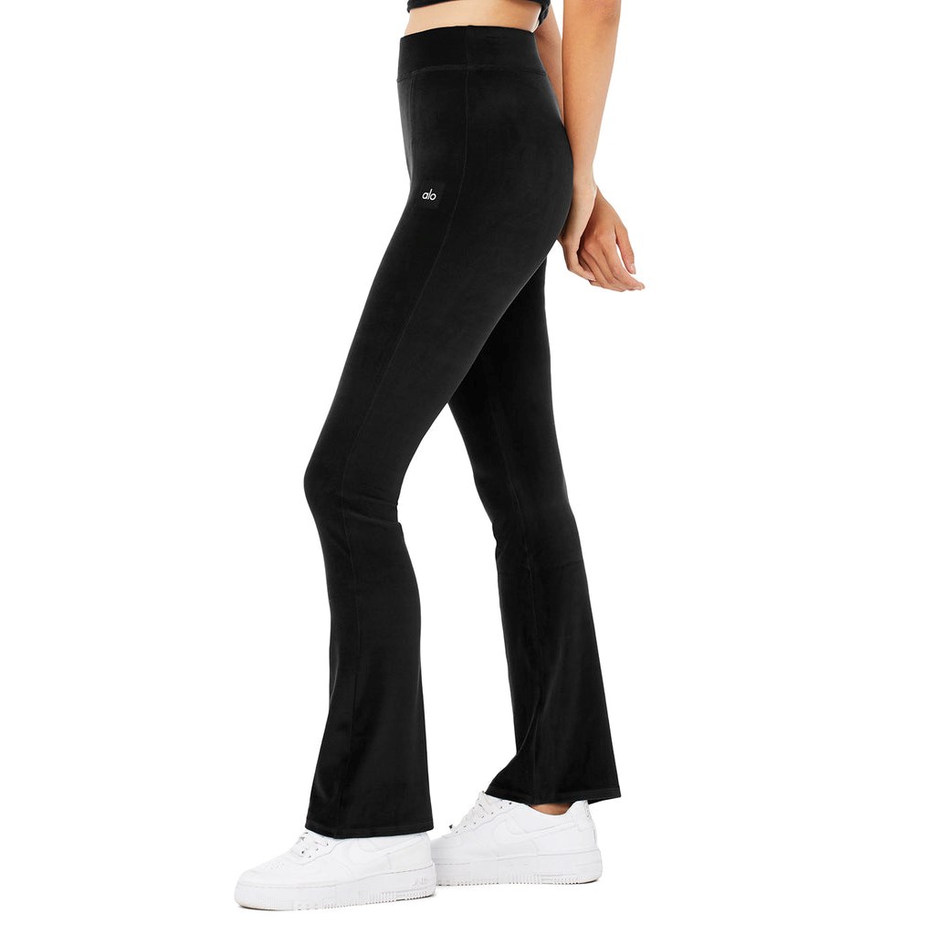Leggins Alo Yoga Velour Flare Mujer Negros | FDPX74621