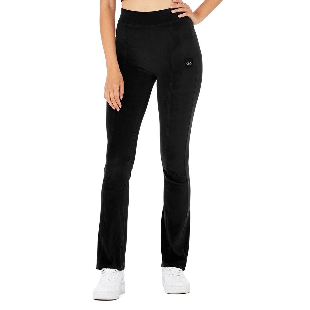 Leggins Alo Yoga Velour Flare Mujer Negros | FDPX74621