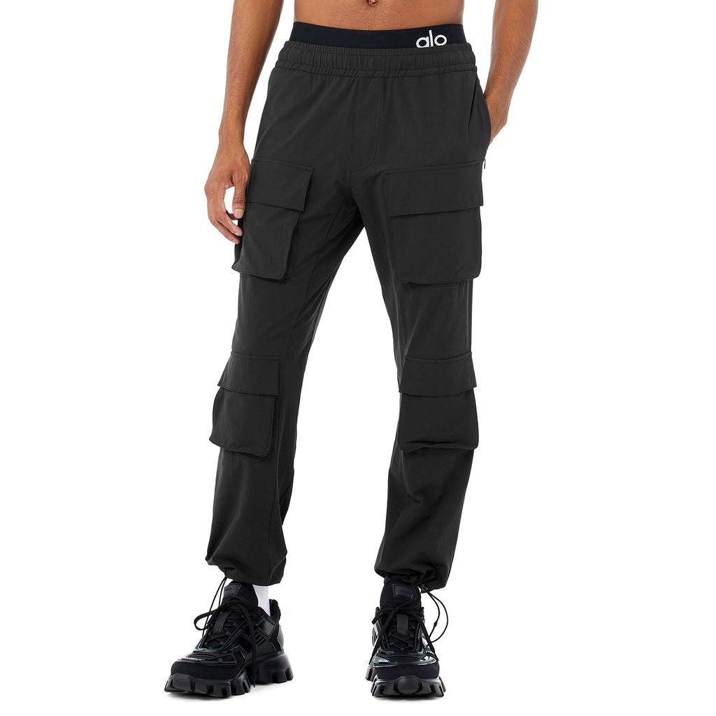 Pantalones Alo Yoga Cargo Venture Hombre Negros | PJYO80462