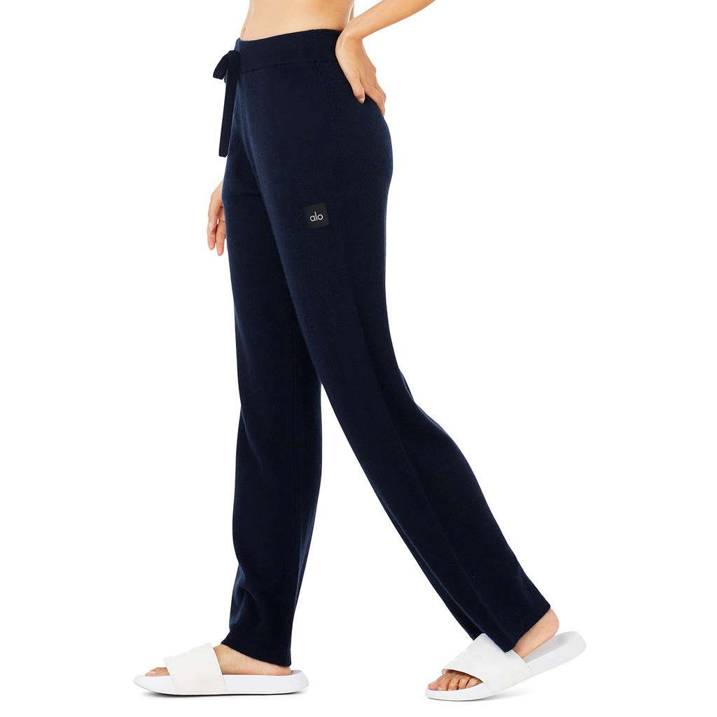 Pantalones Alo Yoga Cashmere High-Cintura Jet Set Anchos Leg Mujer Azules | FYDB50723