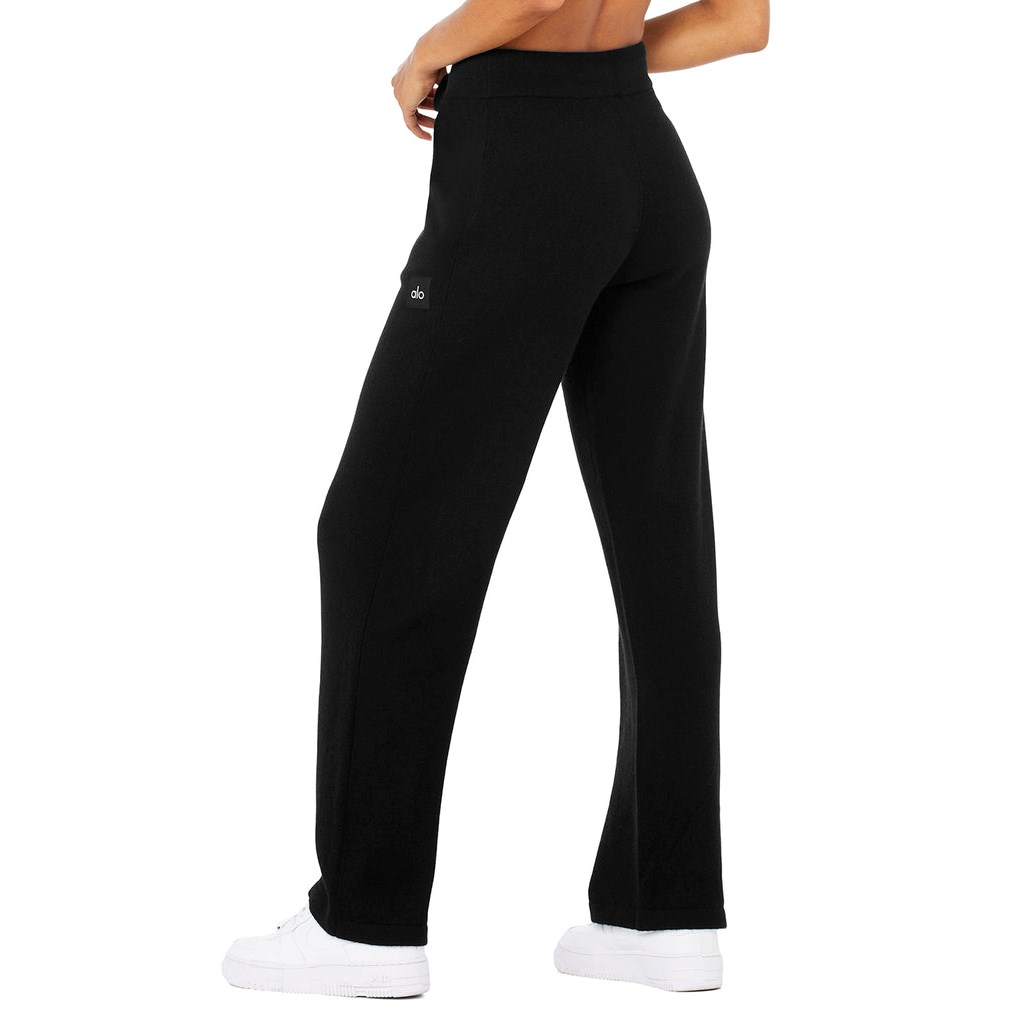 Pantalones Alo Yoga Cashmere High-Cintura Jet Set Anchos Leg Mujer Negros | OWSX21849