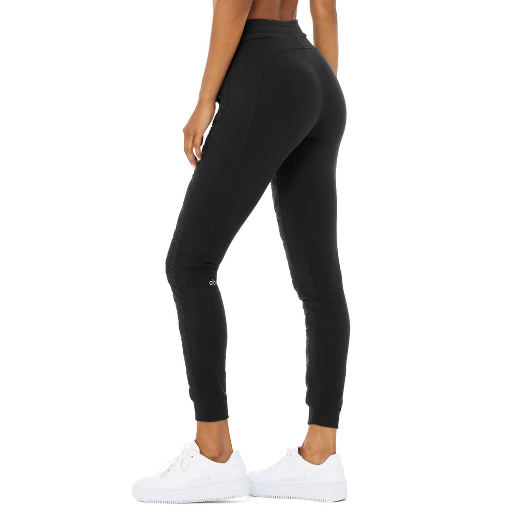 Pantalones Alo Yoga High-Cintura Moto Puffer Mujer Negros | DFZR80431