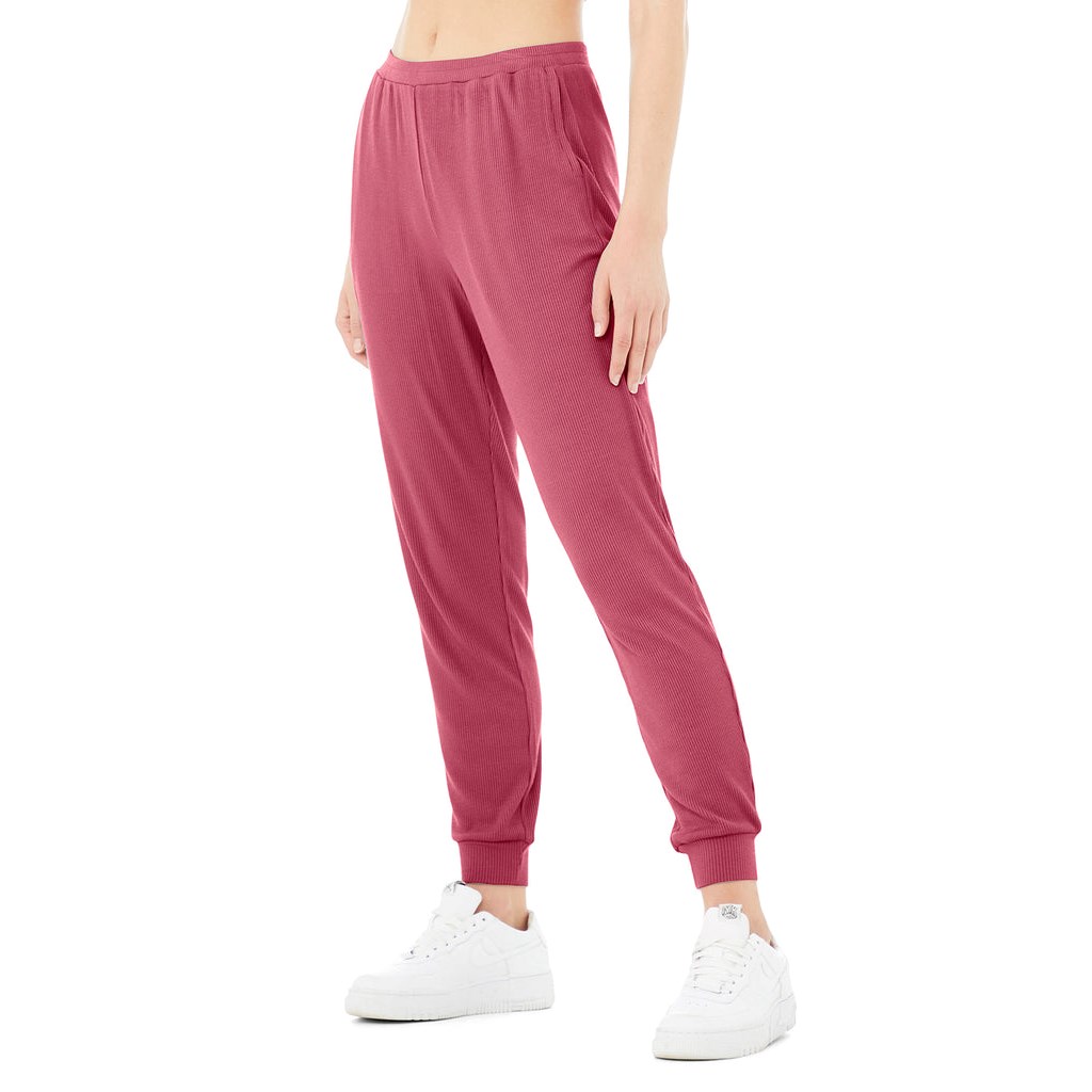 Pantalones Alo Yoga High-Cintura Ribbed Whisper Mujer Rosas | BGST30652