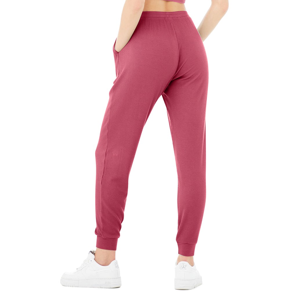 Pantalones Alo Yoga High-Cintura Ribbed Whisper Mujer Rosas | BGST30652