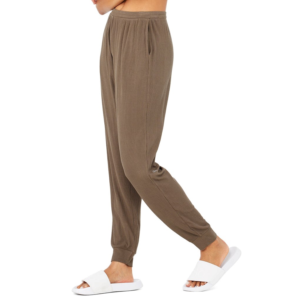 Pantalones Alo Yoga High-Cintura Ribbed Whisper Mujer Marrom | ZBGA48130