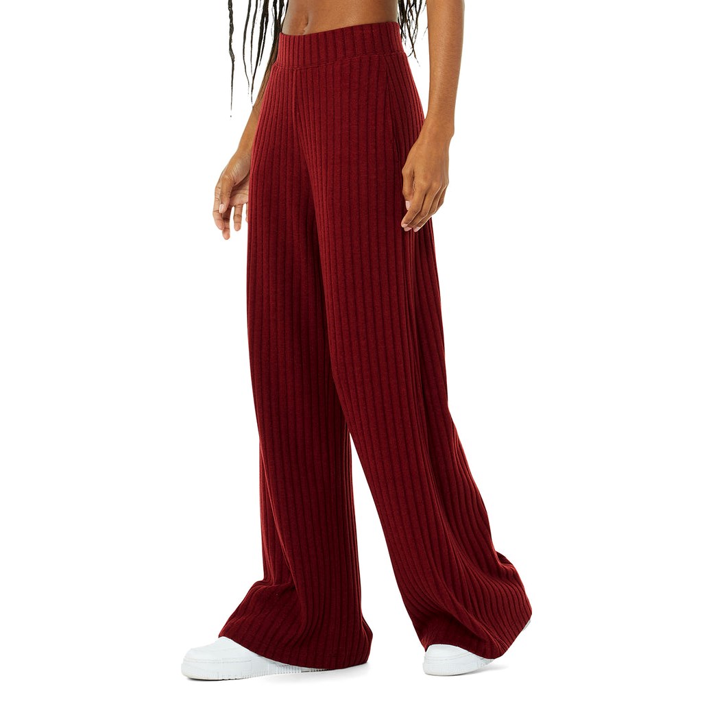 Pantalones Alo Yoga Ribbed Take Comodidad Anchos Leg Mujer Rojos | HYXP10876