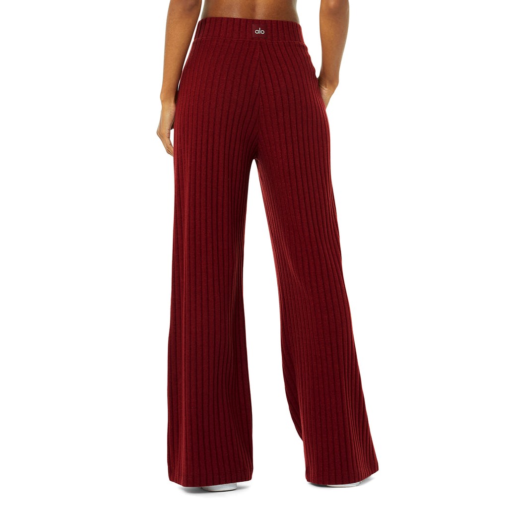 Pantalones Alo Yoga Ribbed Take Comodidad Anchos Leg Mujer Rojos | HYXP10876