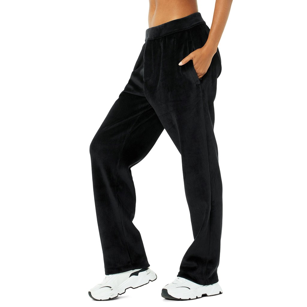 Pantalones Alo Yoga Velour Baller Mujer Negros | BXMQ79214