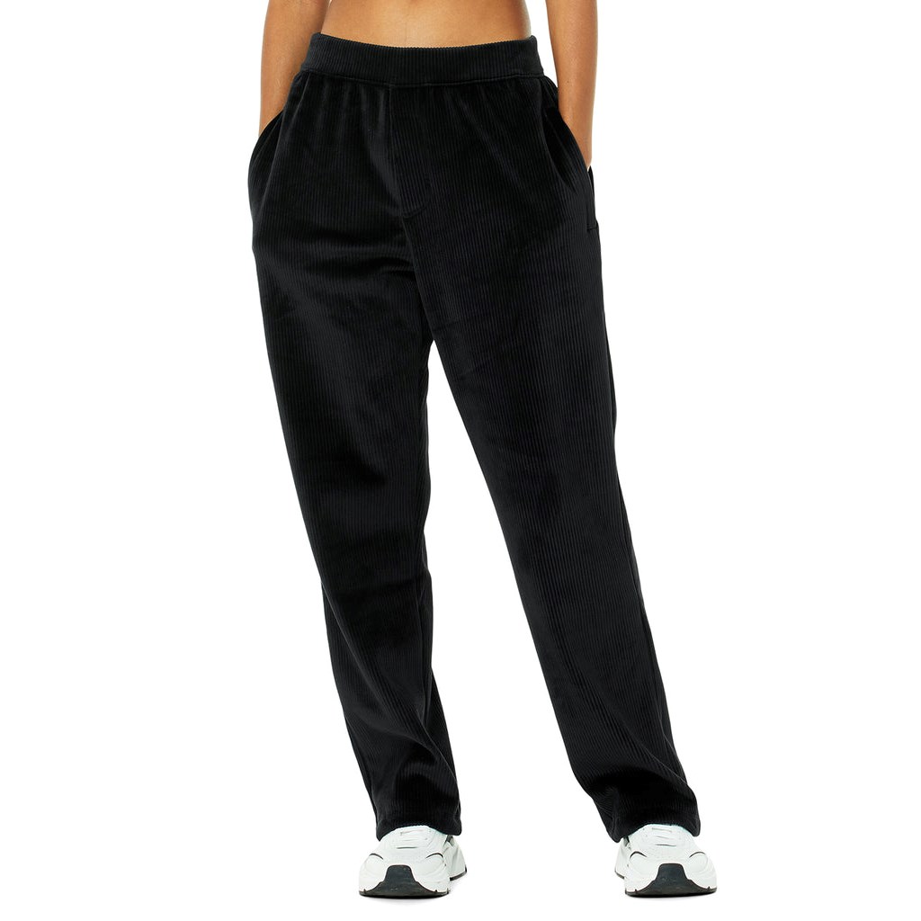Pantalones Alo Yoga Velour Baller Mujer Negros | BXMQ79214