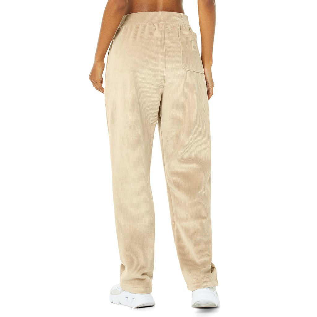 Pantalones Alo Yoga Velour Baller Mujer Beige | IGUR13572