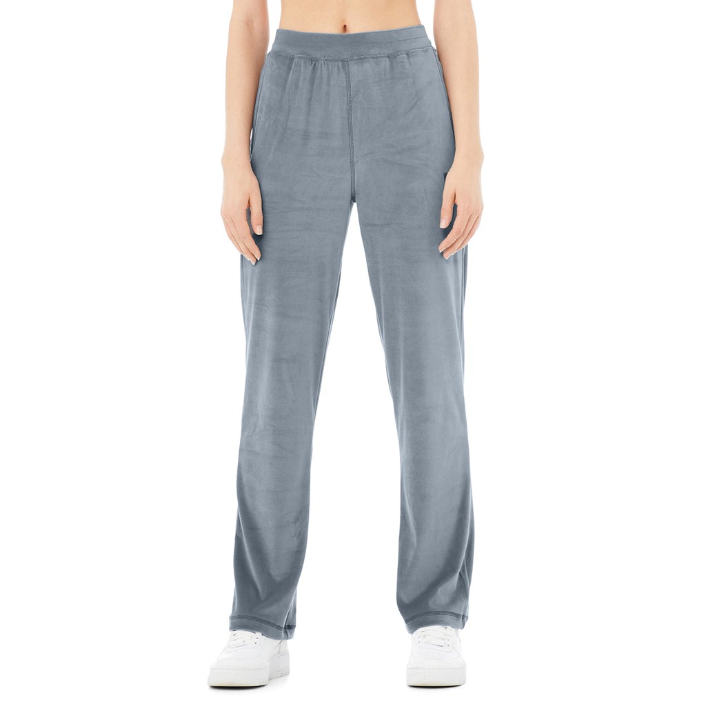 Pantalones Alo Yoga Velour High-Cintura Glimmer Anchos Leg Mujer Azules | FWCD01543