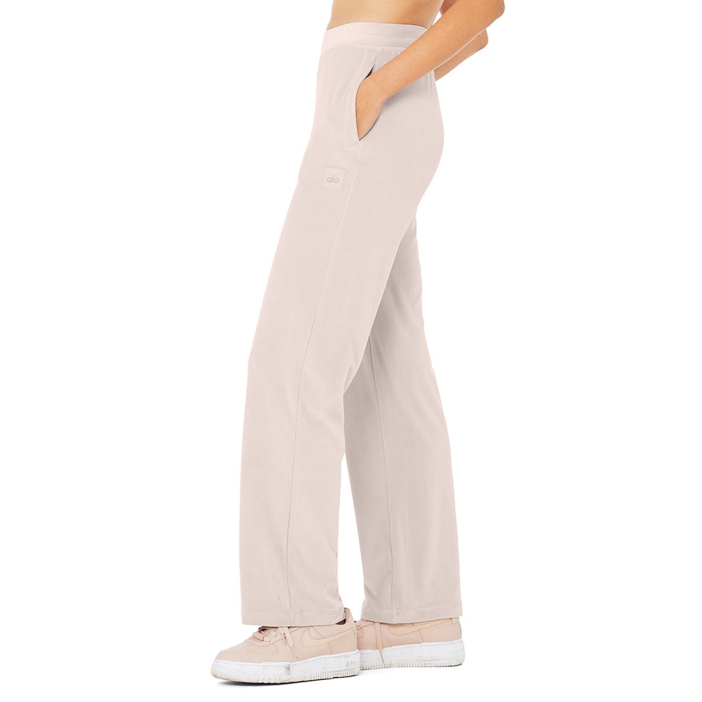 Pantalones Alo Yoga Velour High-Cintura Glimmer Anchos Leg Mujer Rosas | TYMU70248