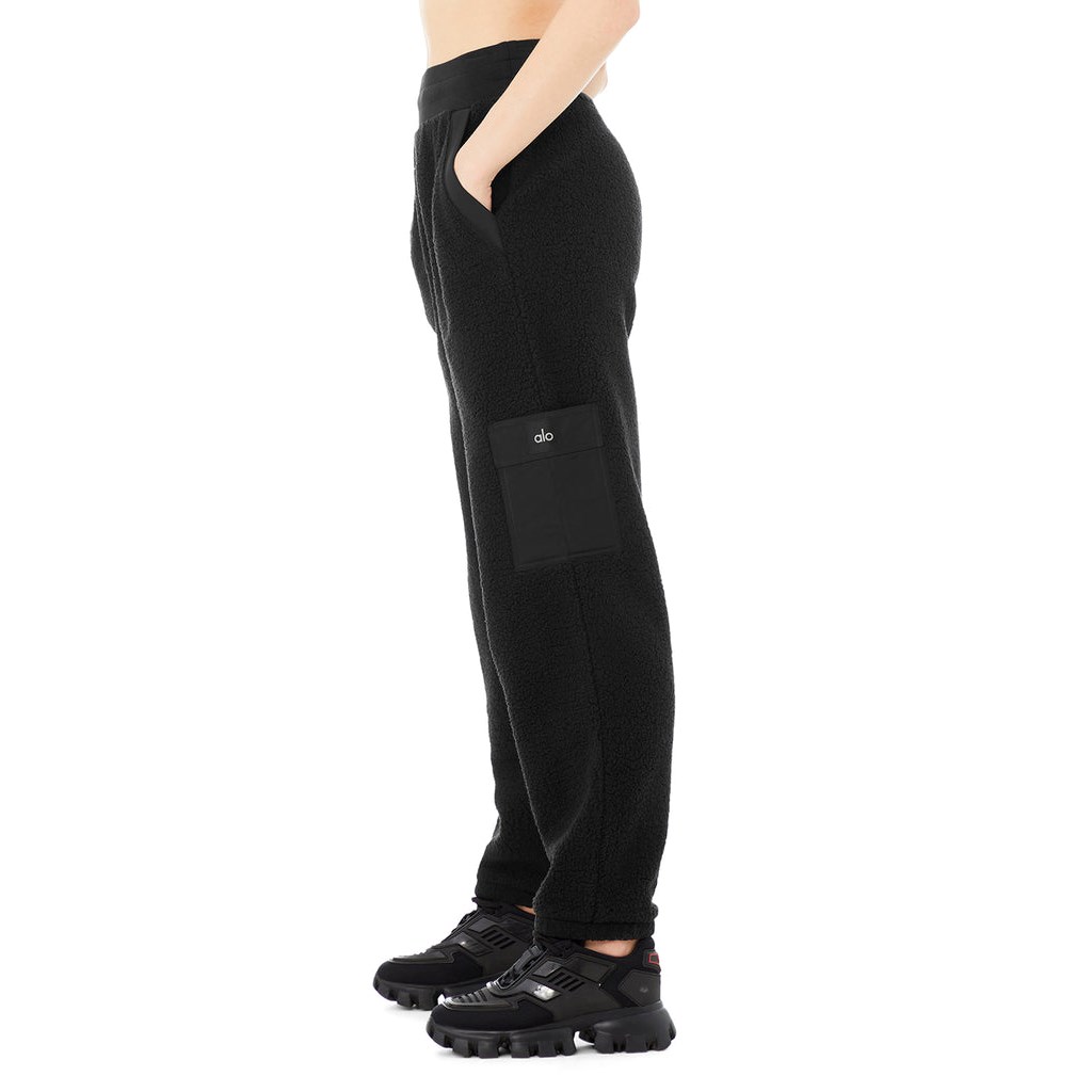 Pantalones Deportivos Alo Yoga Micro Sherpa High-Cintura Solstice Mujer Negros | DOSI87314