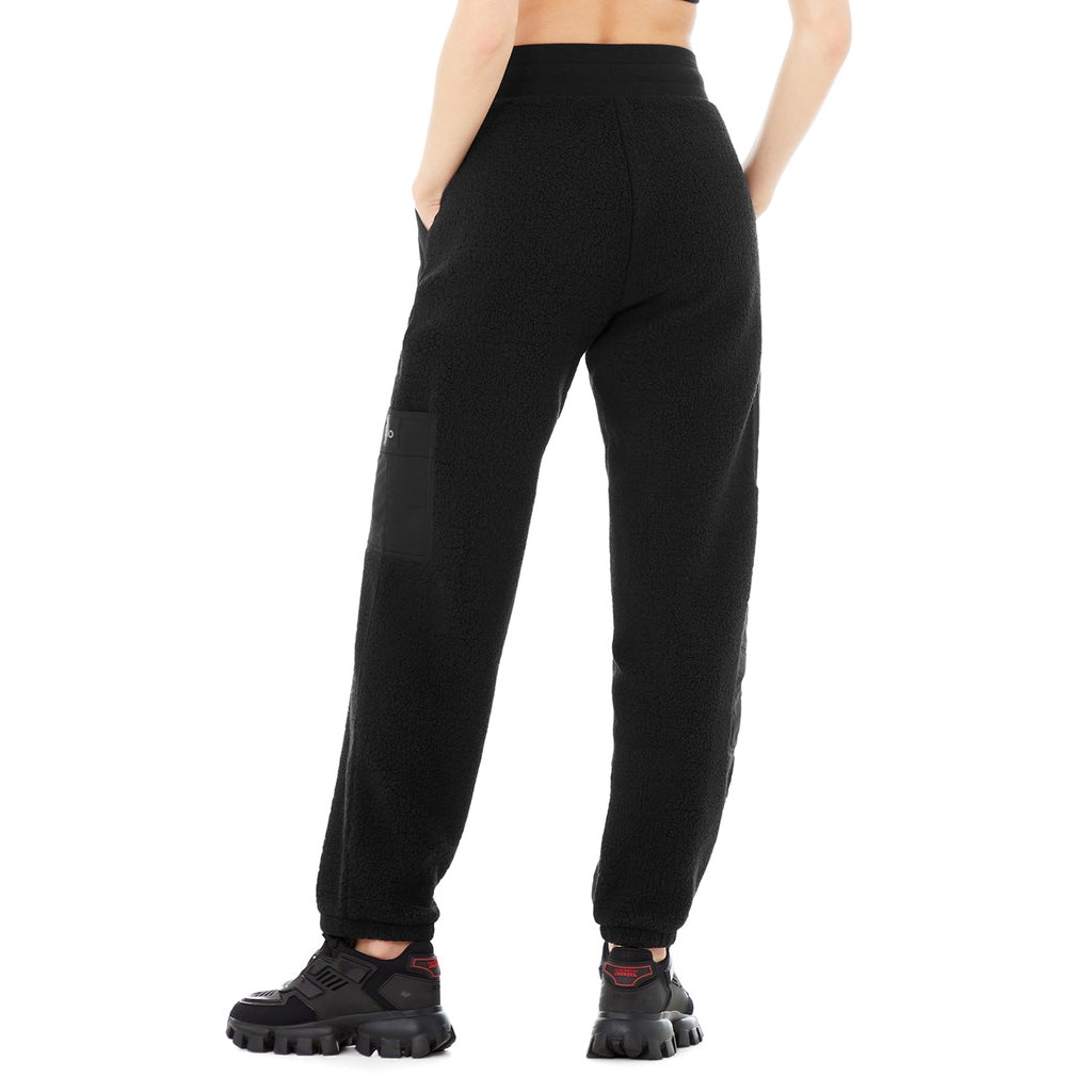 Pantalones Deportivos Alo Yoga Micro Sherpa High-Cintura Solstice Mujer Negros | DOSI87314