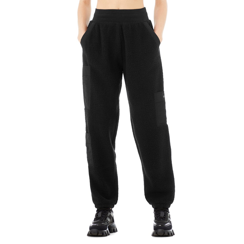 Pantalones Deportivos Alo Yoga Micro Sherpa High-Cintura Solstice Mujer Negros | DOSI87314
