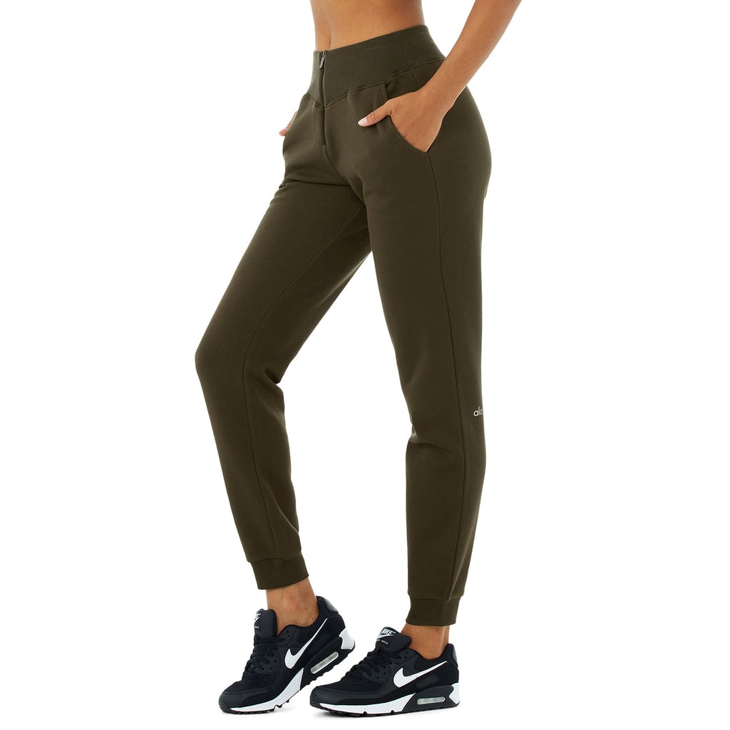 Pantalones Deportivos Alo Yoga Slick Zip Front Mujer Verdes | JCWU28193