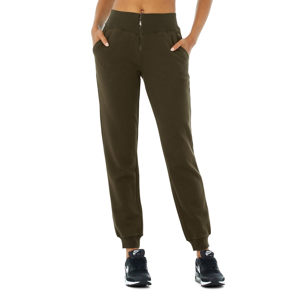 Pantalones Deportivos Alo Yoga Slick Zip Front Mujer Verdes | JCWU28193