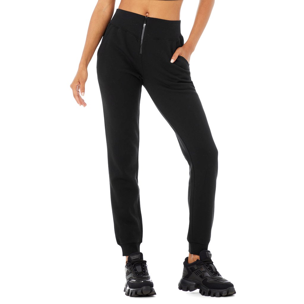 Pantalones Deportivos Alo Yoga Slick Zip Front Mujer Negros | KXEQ81462