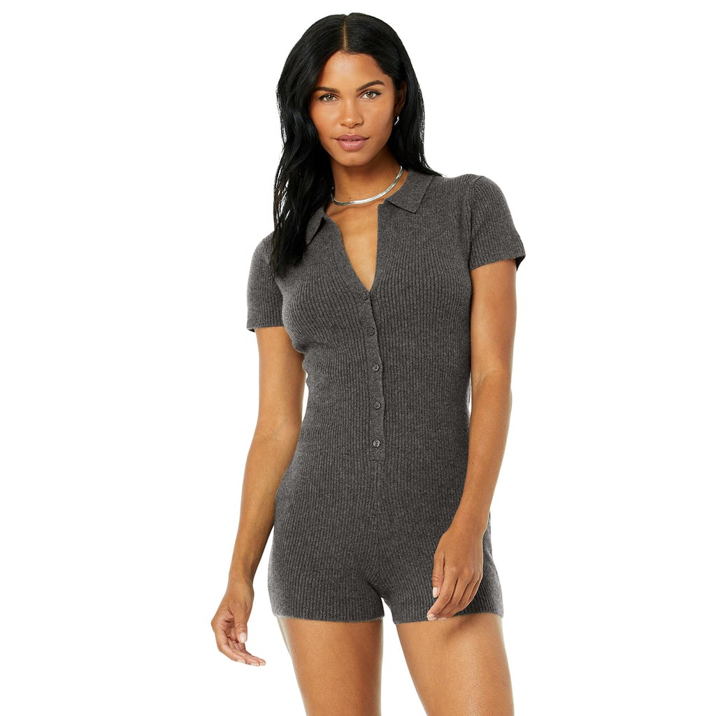 Playsuit Alo Yoga Cashmere Ribbed Staycation Playsuit Mujer Grises | TLBV21967