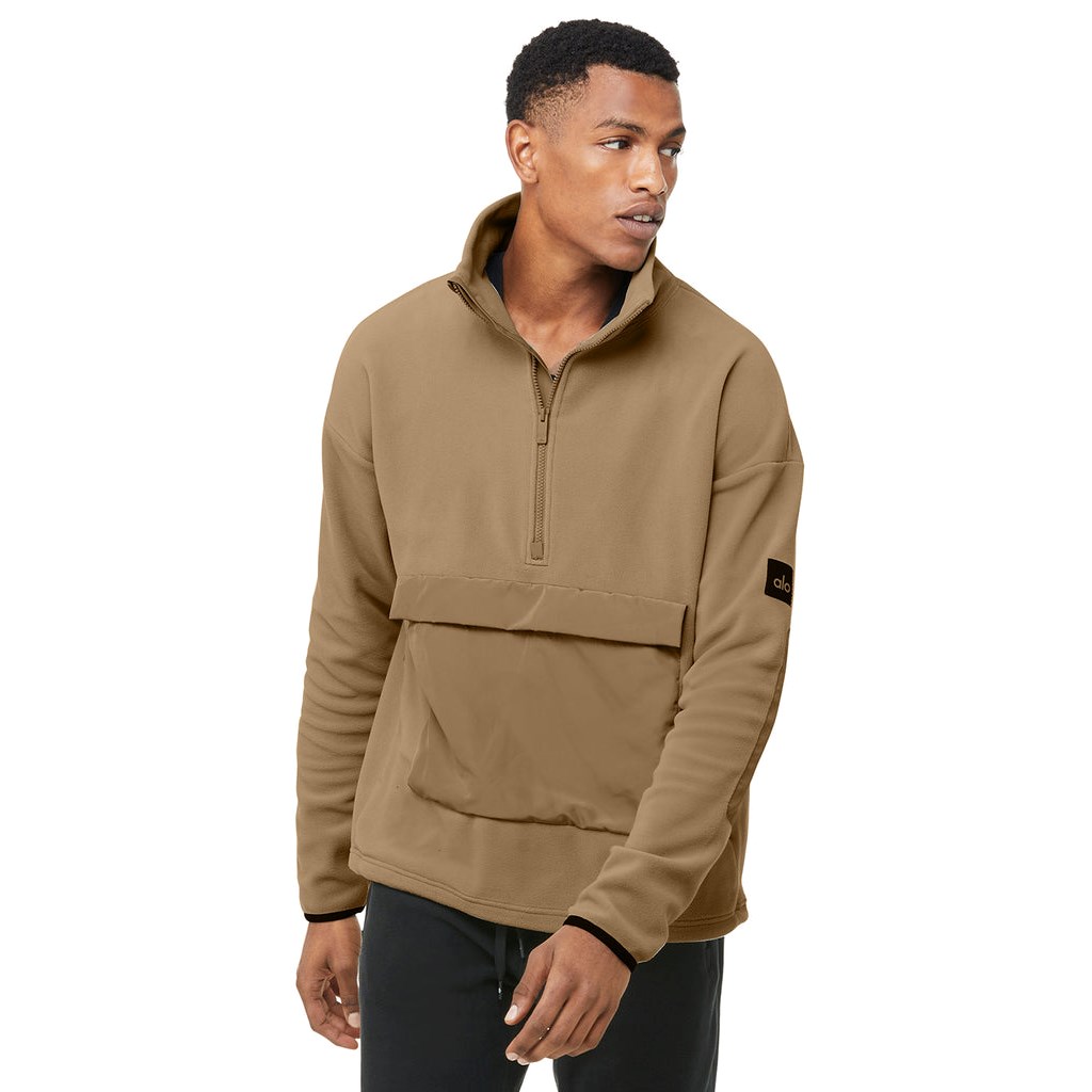 Pullover Alo Yoga 1/2 Zip Mammoth Polar Long Sleeve Hombre Beige | NLTF86297