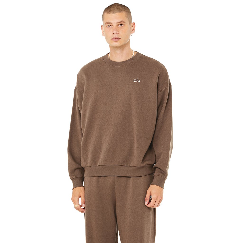 Pullover Alo Yoga Accolade Crew Neck Long Sleeve Hombre Marrom | TXBS53817