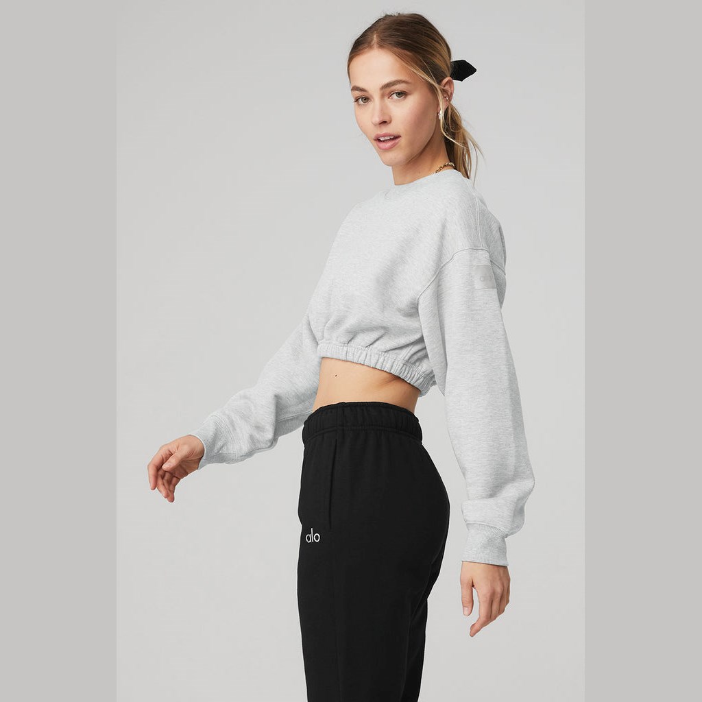 Pullover Alo Yoga Devotion Crew Neck Mujer Grises | CQGN65840