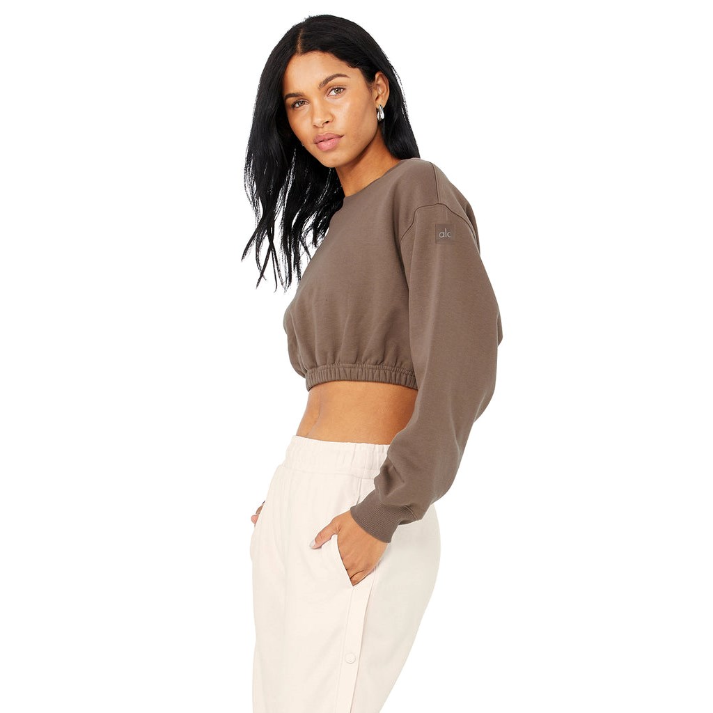 Pullover Alo Yoga Devotion Crew Neck Mujer Marrom | MCET78904