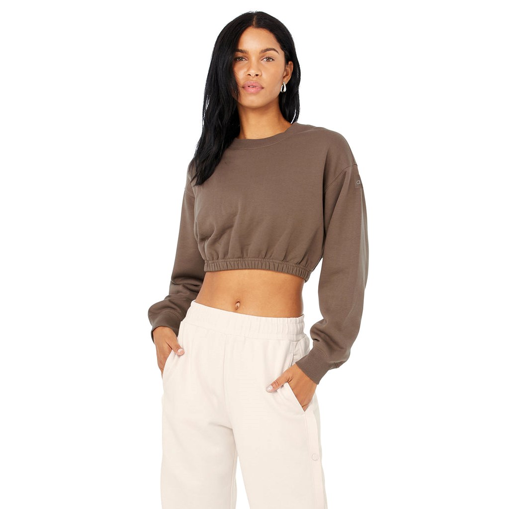 Pullover Alo Yoga Devotion Crew Neck Mujer Marrom | MCET78904