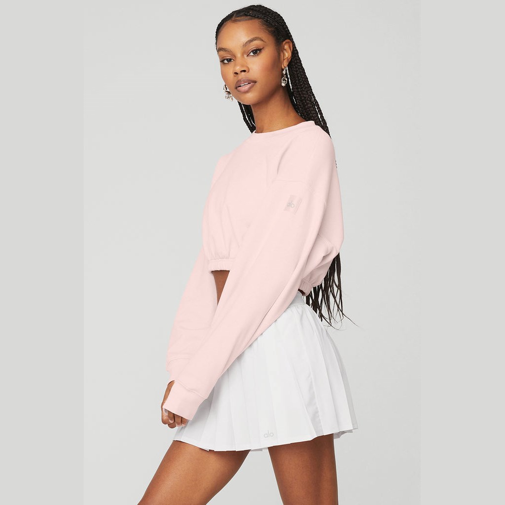 Pullover Alo Yoga Devotion Crew Neck Mujer Rosas | PGLH10439