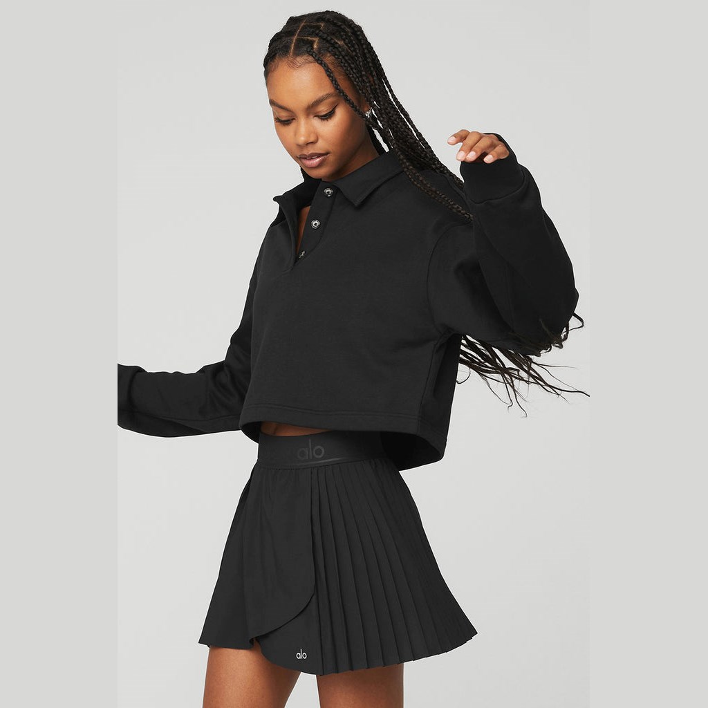 Pullover Alo Yoga Polo Henley Mujer Negros | GMQH32157