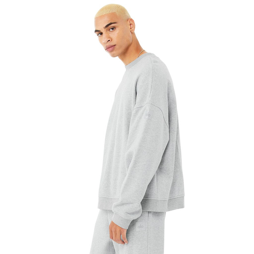 Pullover Alo Yoga Renown Crew Neck Long Sleeve Hombre Grises | LUGJ38512