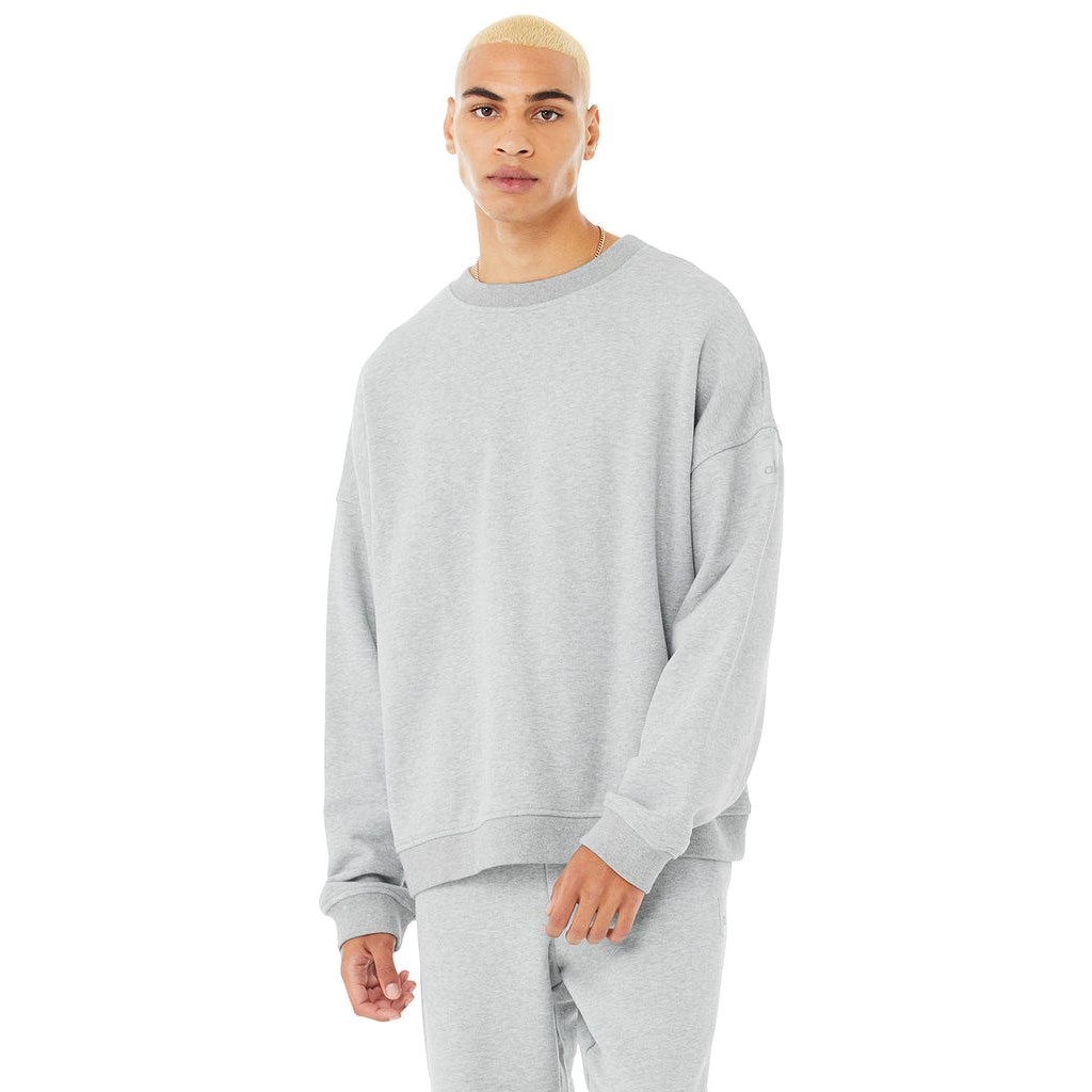 Pullover Alo Yoga Renown Crew Neck Long Sleeve Hombre Grises | LUGJ38512