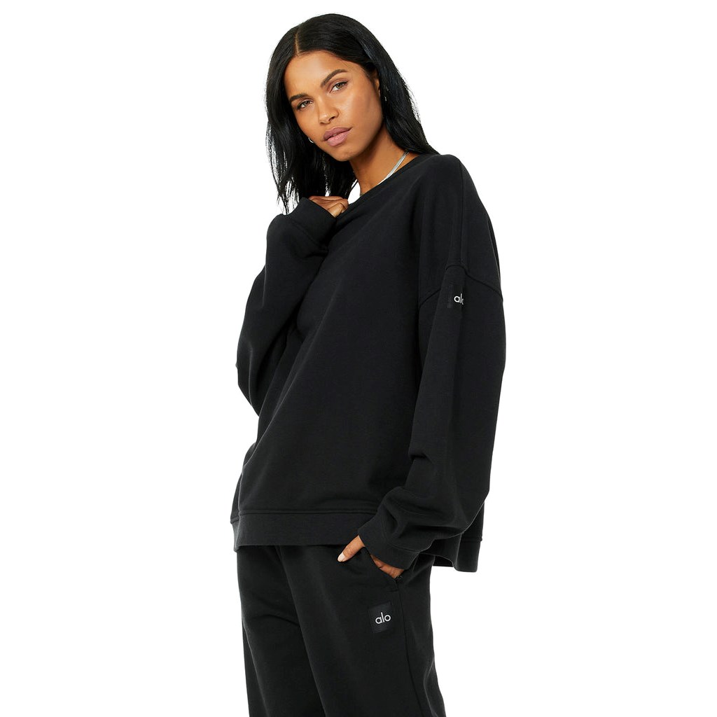 Pullover Alo Yoga Renown Crew Neck Mujer Negros | IWSB74936
