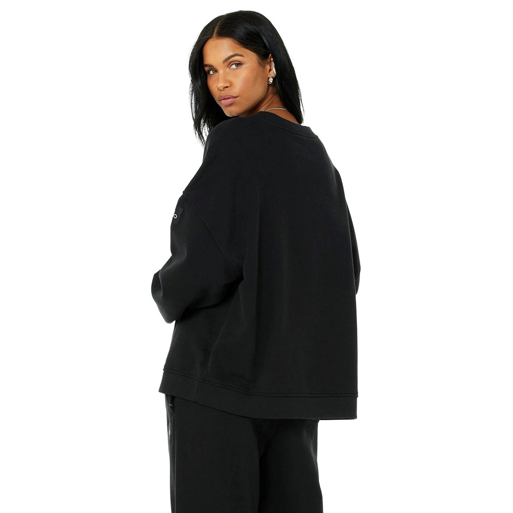 Pullover Alo Yoga Renown Crew Neck Mujer Negros | IWSB74936