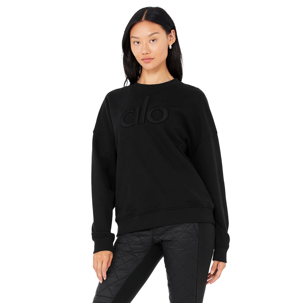 Pullover Alo Yoga Renown Heavy Weight Emblem Crew Neck Mujer Negros | CHBP83941