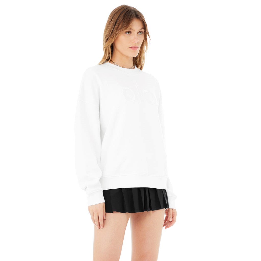 Pullover Alo Yoga Renown Heavy Weight Emblem Crew Neck Mujer Blancos | PSLM61208
