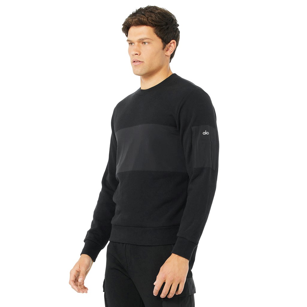 Pullover Alo Yoga Traverse Long Sleeve Hombre Negros | TQRD53469