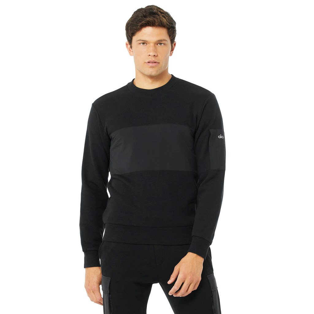 Pullover Alo Yoga Traverse Long Sleeve Hombre Negros | TQRD53469