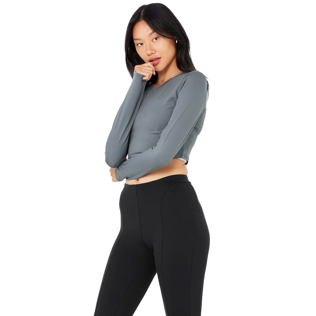 Ropa Alo Yoga Alosoft Crop Finesse Long Sleeve Mujer Azules | BJNW43786