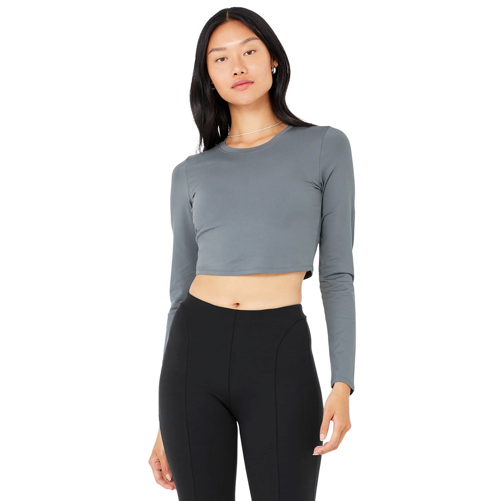 Ropa Alo Yoga Alosoft Crop Finesse Long Sleeve Mujer Azules | BJNW43786
