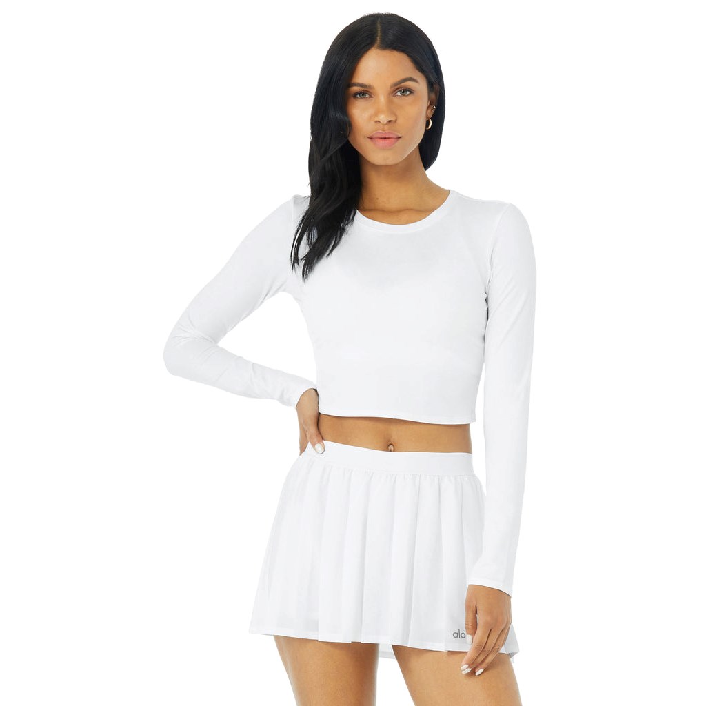 Ropa Alo Yoga Alosoft Crop Finesse Long Sleeve Mujer Blancos | OXGS25439