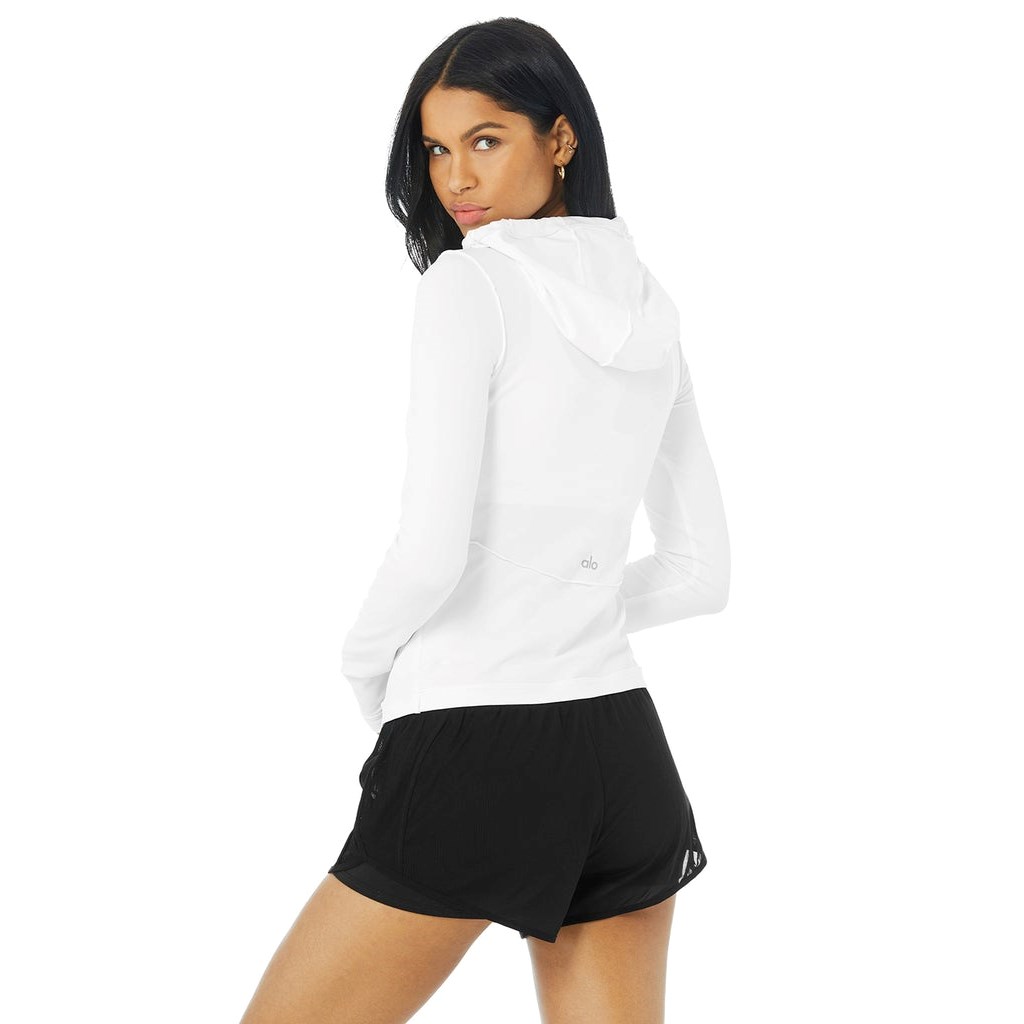 Ropa Alo Yoga Alosoft Encapuchado Runner Long Sleeve Mujer Blancos | AQIU32147