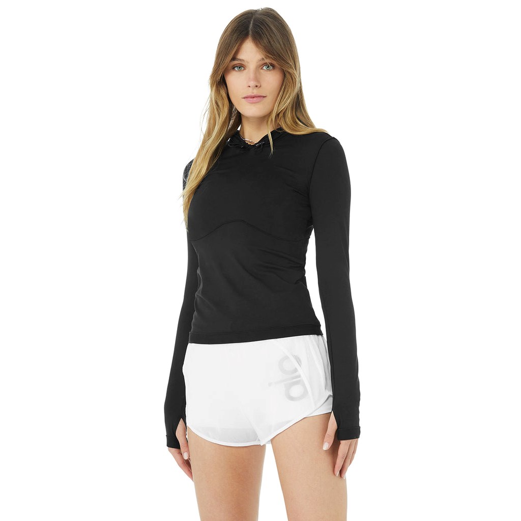 Ropa Alo Yoga Alosoft Encapuchado Runner Long Sleeve Mujer Negros | BPVH08623
